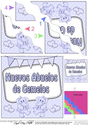 Spanish New Baby Grandparents of Twins Wavy Corner