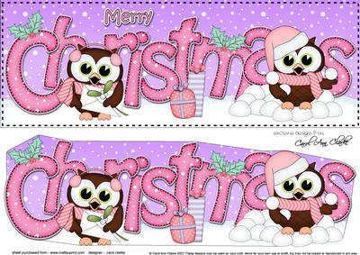 Large Dl Christmas Little Hoot Owl Quick Card 3D Decoupage