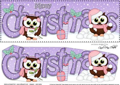 Large Dl Christmas Little Hoot Owl Quick Card 3D Decoupage