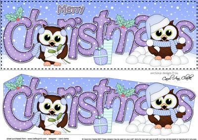 Large Dl Christmas Little Hoot Owl Quick Card 3D Decoupage