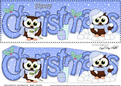 Large Dl Christmas Little Hoot Owl Quick Card 3D Decoupage