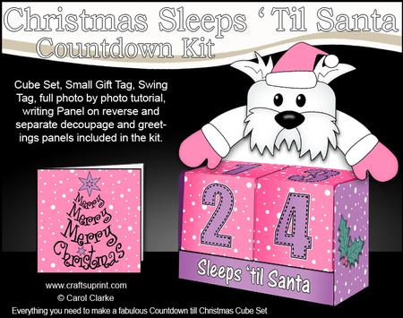 3D Jess Westie Dog Sleeps 'til Santa Countdown Cube Set