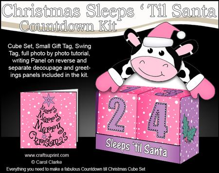 3D Milly Moo Cow Sleeps 'til Santa Countdown Cube Set