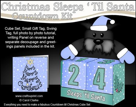 3D Hamish Scottie Dog Sleeps 'til Santa Countdown Cube Set