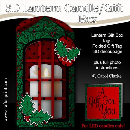 3D Xmas Holly & Stars Lantern Candle/gift Box Kit