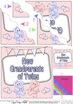 New Baby Grandparents of Twins Wavy Corner Stacker