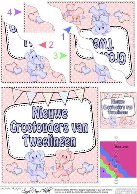 Dutch New Baby Grandparents of Twins Wavy Corner Stacker