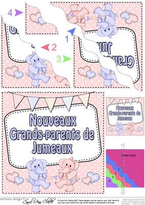 French New Baby Grandparents of Twins Wavy Corner Stacker