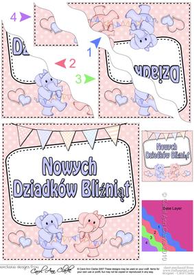 Polish New Baby Grandparents of Twins Wavy Corner Stacker