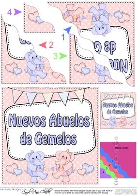 Spanish New Baby Grandparents of Twins Wavy Corner