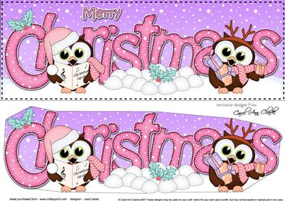 Large Dl Christmas Little Hoot Owl Quick Card 3D Decoupage