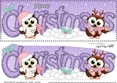 Large Dl Christmas Little Hoot Owl Quick Card 3D Decoupage