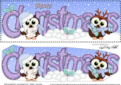 Large Dl Christmas Little Hoot Owl Quick Card 3D Decoupage