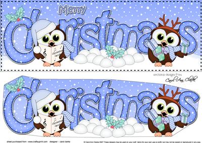 Large Dl Christmas Little Hoot Owl Quick Card 3D Decoupage