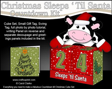 3D Milly Moo Cow Sleeps 'til Santa Countdown Cube Set