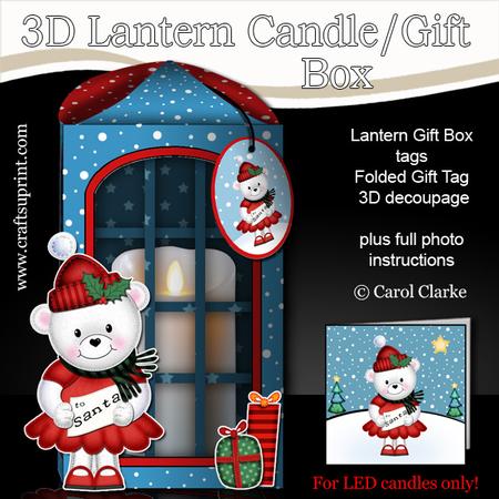 3D Xmas Teddy Tess Lantern Candle/gift Box Kit