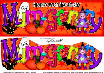 Large Dl Spooky Fun 80th Birthday Mum-granny 3D Decoupage