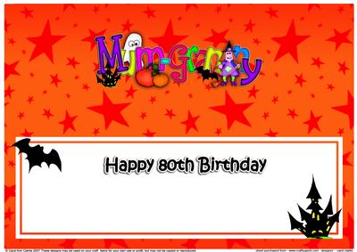 Large Dl Fun Spooky 80th Birthday Mum-granny Insert