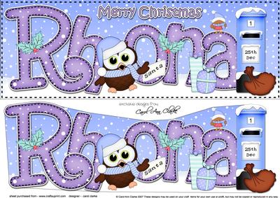 Large Dl Xmas Rhona Hoot Owl & 3D Decoupage