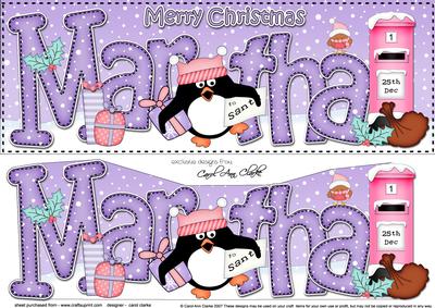 Large Dl Xmas Martha Pip Penguin & 3D Decoupage