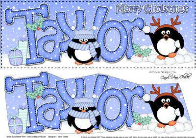 Large Dl Xmas Taylor Pip Penguin & 3D Decoupage