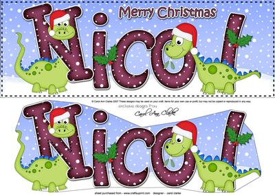 Large Dl Xmas Nicol Denis Dinosaur & 3D Decoupage