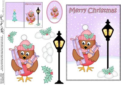Xmas Cute Little Robin 5x7 3D Decoupage