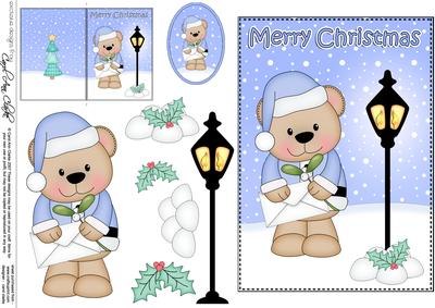 Xmas Livvy Bear 5x7 3D Decoupage