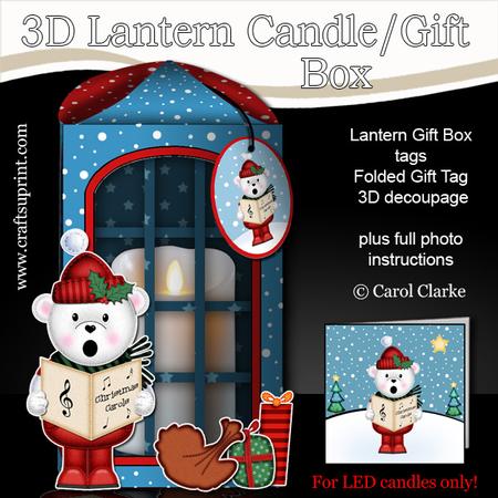3D Xmas Teddy Ed Lantern Candle/gift Box Kit