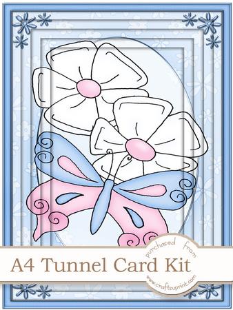 A4 Fluttery Butterfly in Blue Tunnel Card Kit