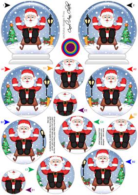 3D Sledging Santa Snow Globe Shaped Tree Decoration