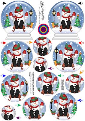 3D Sledging Snowman Snow Globe Shaped Tree Decoration