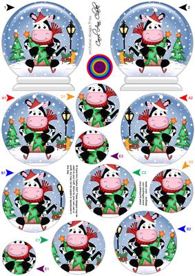 3D Sledging Milly Moo Cow Snow Globe Shaped Tree Decoration