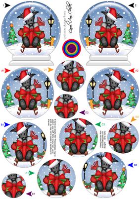 3D Sledging Scottie Dog Snow Globe Shaped Tree Decoration