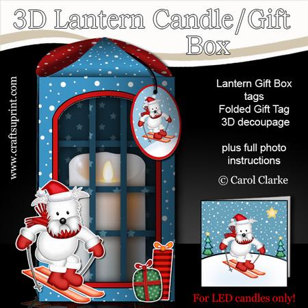 3D Xmas Westie Dog Lantern Candle/gift Box Kit