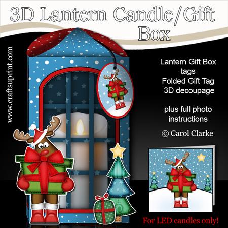 3D Xmas Rudolph Lantern Candle/gift Box Kit