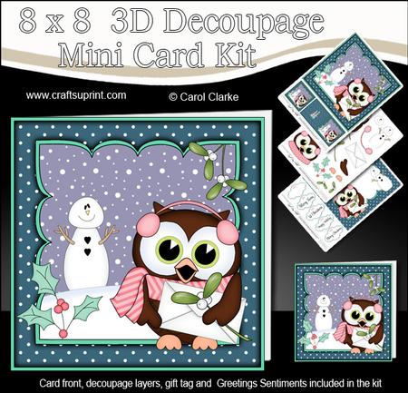 8x8 Xmas Little Hoot Owl Letter for Santa 3D Decoupage