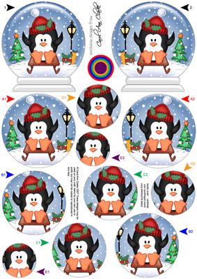 3D Sledging Penguin Snow Globe Shaped Tree Decoration