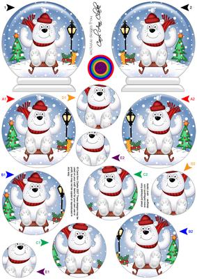 3D Sledging Ben Polar Bear Snow Globe Shaped Tree Decoration