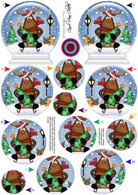 3D Sledging Rudolph Snow Globe Shaped Tree Decoration