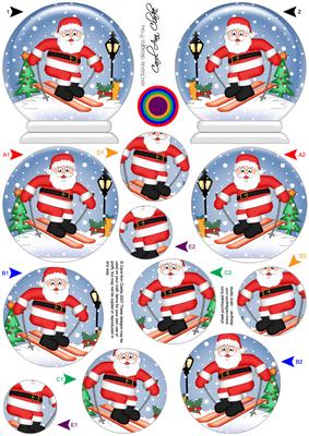 3D Skiing Santa Snow Globe Shaped Tree Decoration