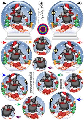 3D Skiing Scottie Dog Snow Globe Shaped Tree Decoration