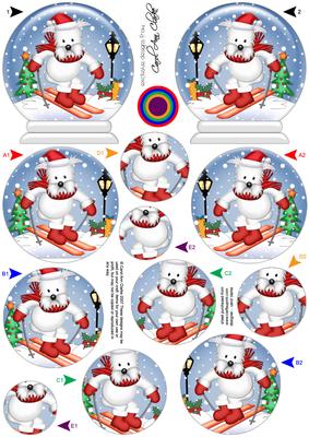 3D Skiing Westie Dog Snow Globe Shaped Tree Decoration