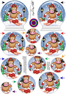 3D Skiing Gigi Horse Snow Globe Shaped Tree Decoration