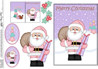 Christmas Santa's Present 5x7 3D Decoupage