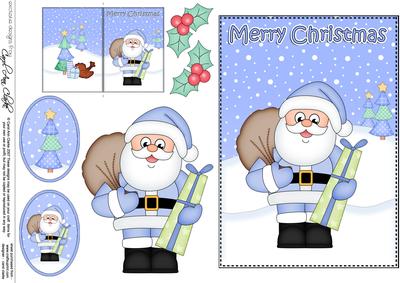 Christmas Santa's Present 5x7 3D Decoupage