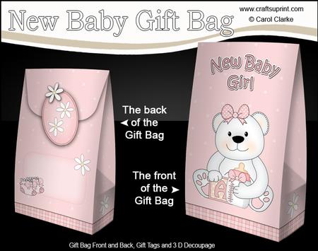 3D New Baby Girl Belle Teddy Bear Gift Bag Mini Kit