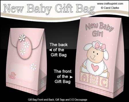 3D New Baby Girl Laura Lamb Gift Bag Mini Kit
