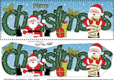 Large Dl Christmas Santa Quick Card 3D Decoupage