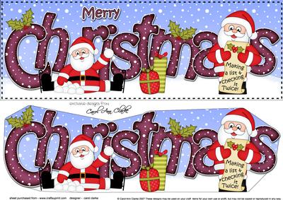 Large Dl Christmas Santa Quick Card 3D Decoupage